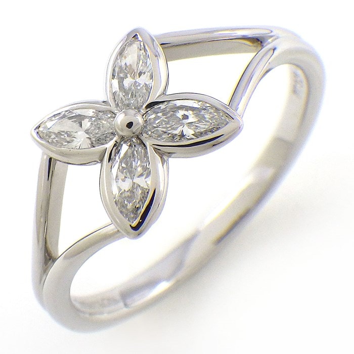 ティファニー Tiffany & Co. リング ビクトリア 4ポイント マーキスカット ダイヤモンド PT950 9号 【中古】