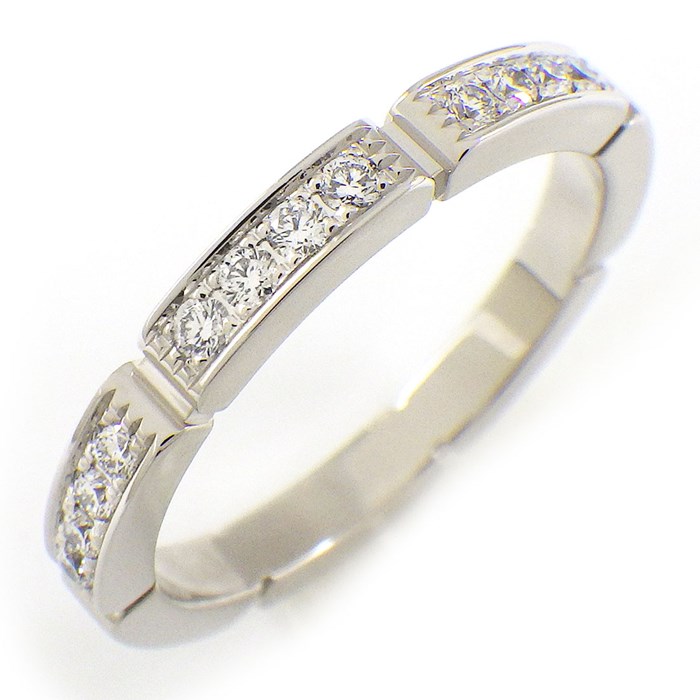 カルティエ Cartier リング マイヨン パンテール ウェディング B4221052 ハーフサークル ダイヤモンド 計0.15ct K18WG 12号 / #52 【中古】