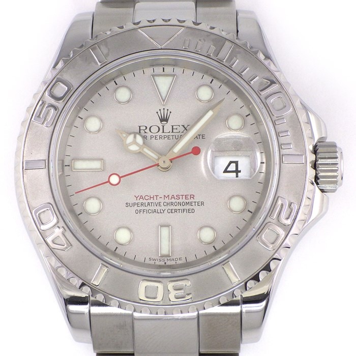 ロレックス Rolex 腕時計 オイスターパーペチュアル ヨットマスター 16622 3針 デイト 夜光針・インデックス シルバー 文字盤 プラチナベゼル SS 自動巻き 【箱・保付き】 【中古】