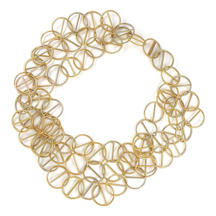 エルメス HERMES ネックレス ジオメトリック 3連 サークル リンク スリーカラー K18PG K18WG K18YG 【中古】