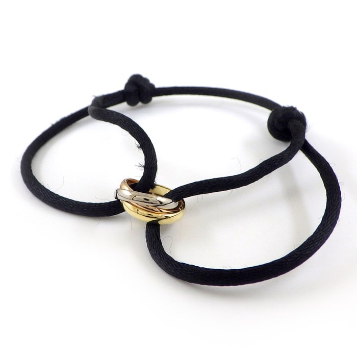 カルティエ Cartier ブレスレット トリニティ B6016700 オンライン限定 スリーカラー K18PG K18WG K18YG ブラック コード  【中古】