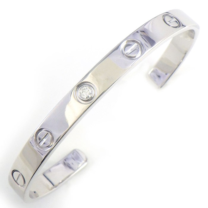 カルティエ Cartier バングル オープン ラブ B6029916 1ポイント ダイヤモンド 0.10ct K18WG / #16 【中古】