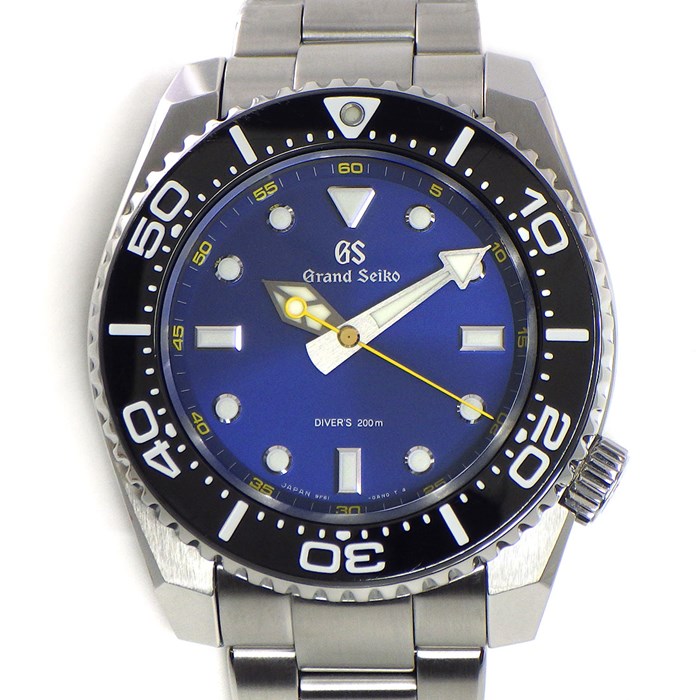 グランドセイコー Grand SEIKO 腕時計 スポーツコレクション ダイバーズ SBGX337/9F61-0AL0 3針 夜光針・インデックス 逆回転防止ベゼル サンレイ ブルー文字盤 SS クオーツアナログ 【箱・保付き】 【中古】