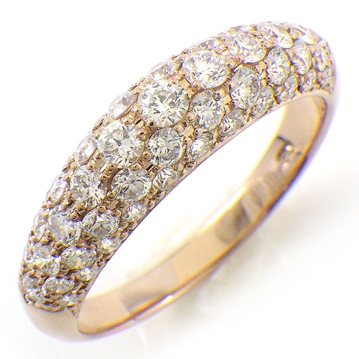【ダイヤモンド】 リング パヴェ ダイヤモンド 計1.30ct K18PG 18号 【中古】