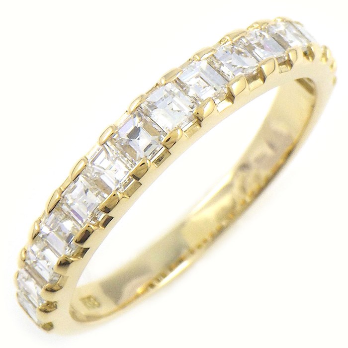 【スクエアカットダイヤモンド】 リング スクエアカット エタニティ ハーフサークル ダイヤモンド 計1.33ct K18YG / 16.5 【中古】