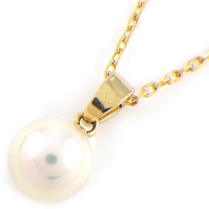 ミキモト MIKIMOTO ネックレス 1ポイント パール 7.3mm珠 K18YG 【中古】