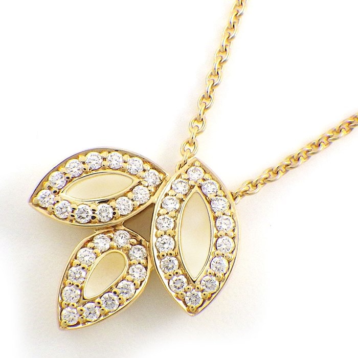 ハリーウィンストン HARRY WINSTON ネックレス リリークラスター ミニ PEDYSM1MLC リーフモチーフ 37ポイント ダイヤモンド 計約0.19ct K18YG 【中古】