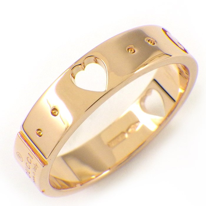 グッチ GUCCI リング アイコン アモール ハート GG ロゴ K18PG 9号 / #10 【中古】