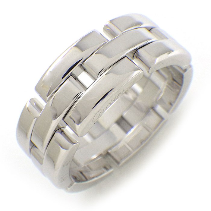 カルティエ Cartier リング マイヨンパンテール 3連 3ロウ チェーン K18WG 19号 / #61 【中古】