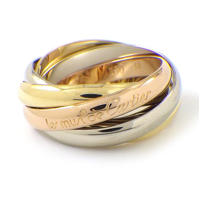 カルティエ Cartier K18PG 1PD エングレーブド リング 51号