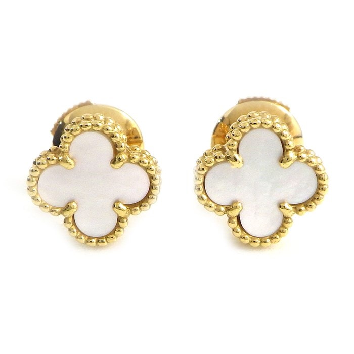 ヴァンクリーフ＆アーペル Van Cleef & Arpels ピアス スウィートアルハンブラ VCARA44800 ホワイト シェル 白 K18YG【中古】