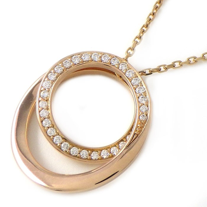 カルティエ Cartier ネックレス エタンセル ダブル サークル ダイヤモンド K18PG 【中古】