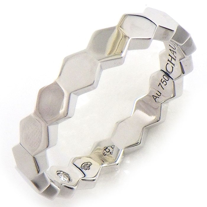 ショーメ Chaumet リング ビーマイラブ ビーマイ ラブ ハニカム 083358 幅4ｍｍモデル 1ポイント ダイヤモンド K18WG 14号 / #54 【中古】