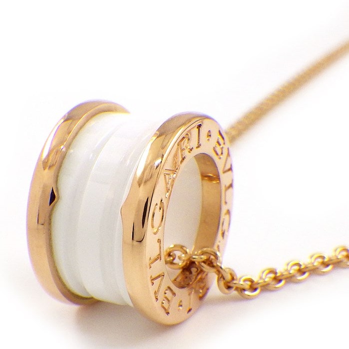 ブルガリ BVLGARI ネックレス B-zero1 ビーゼロワン 346082 ロゴ K18PG ホワイト セラミック 白 【中古】