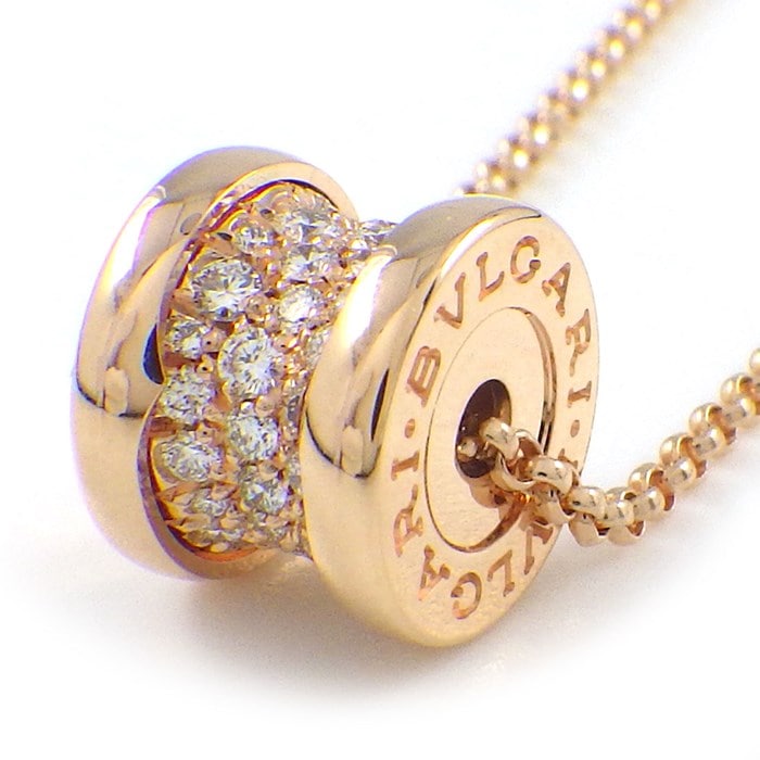 ブルガリ BVLGARI ネックレス B-zero1 ビーゼロワン 351116 フル パヴェ ダイヤモンド 計0.31ct K18PG 【中古】
