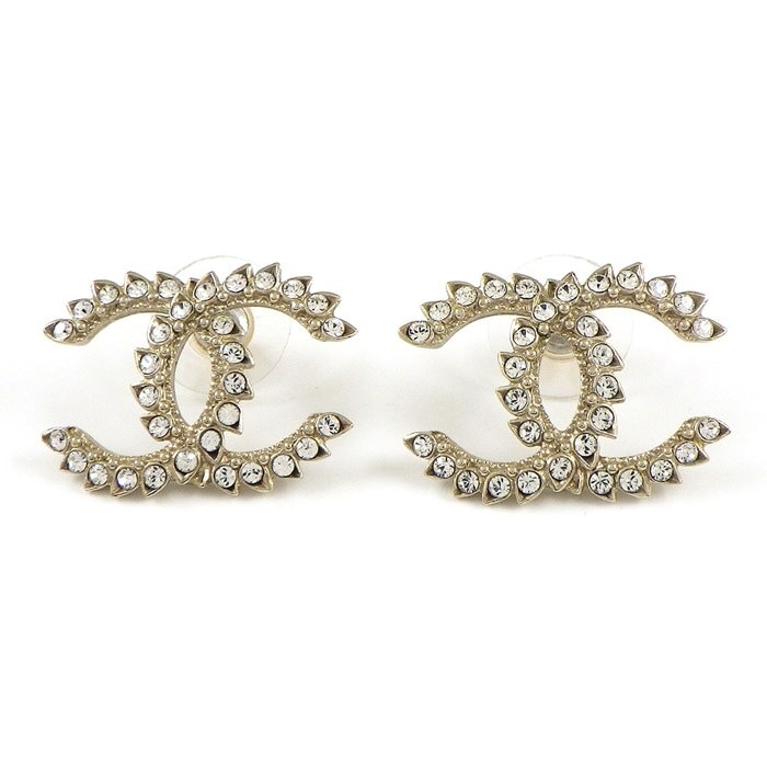 シャネル CHANEL ピアス ココマーク 2020年製 ラインストーン メタル 【中古】