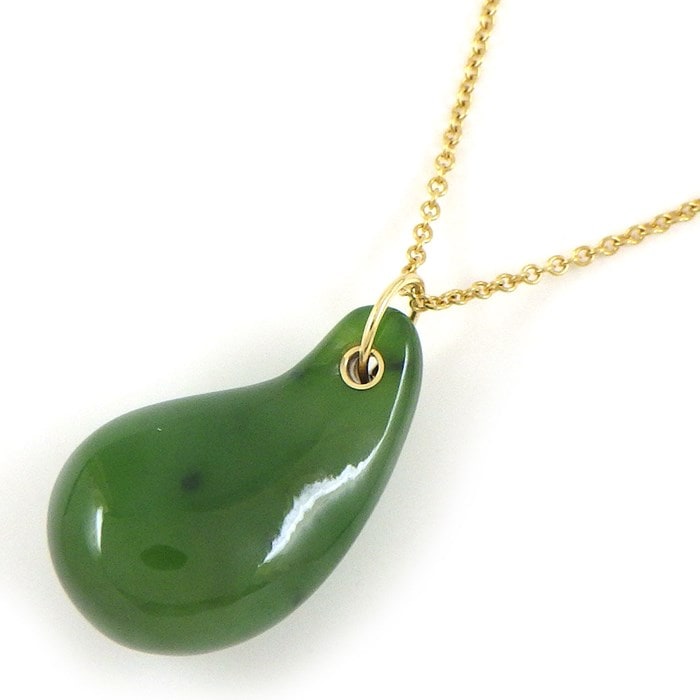 ティファニー Tiffany & Co. ネックレス ティア ドロップ ネフライト K18YG 【中古】