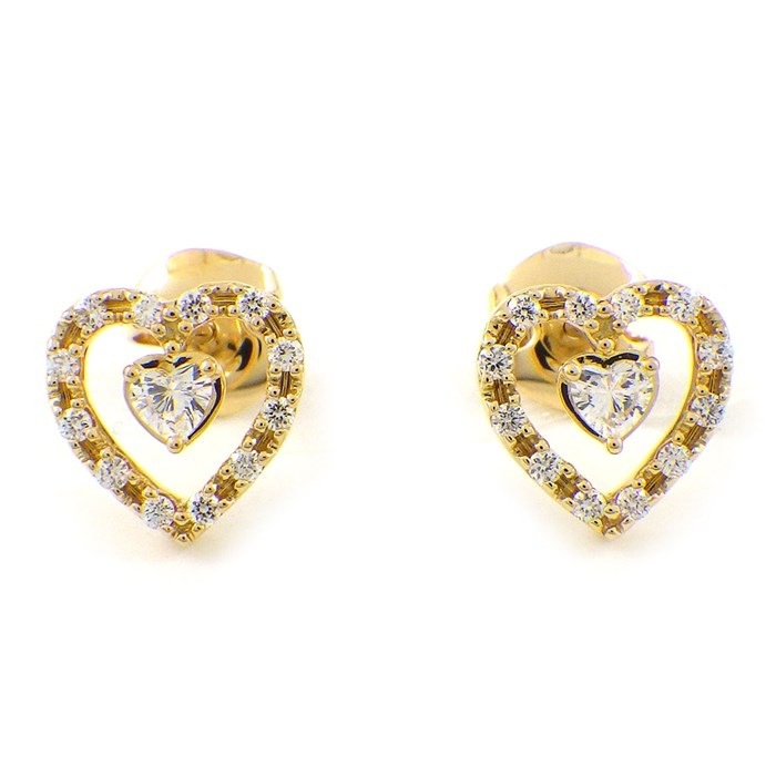 タサキ 田崎真珠 TASAKI ピアス ハート パヴェ ダイヤモンド 0.15ct / 0.15ct K18YG 【中古】
