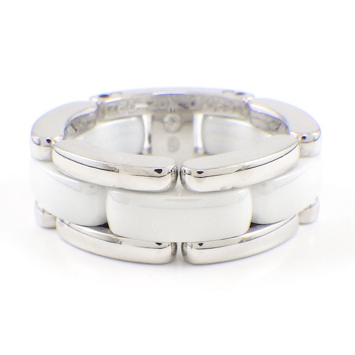 シャネル CHANEL リング ウルトラ コレクション ミディアムモデル J2642 K18WG ホワイト セラミック 白 7.5号 / #48 【中古】