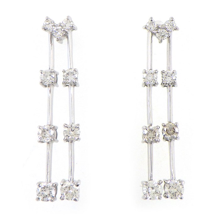 【ダイヤモンド】 ピアス ハートモチーフ スウィング ドロップ バー ダイヤモンド 計0.93ct K18WG 【中古】