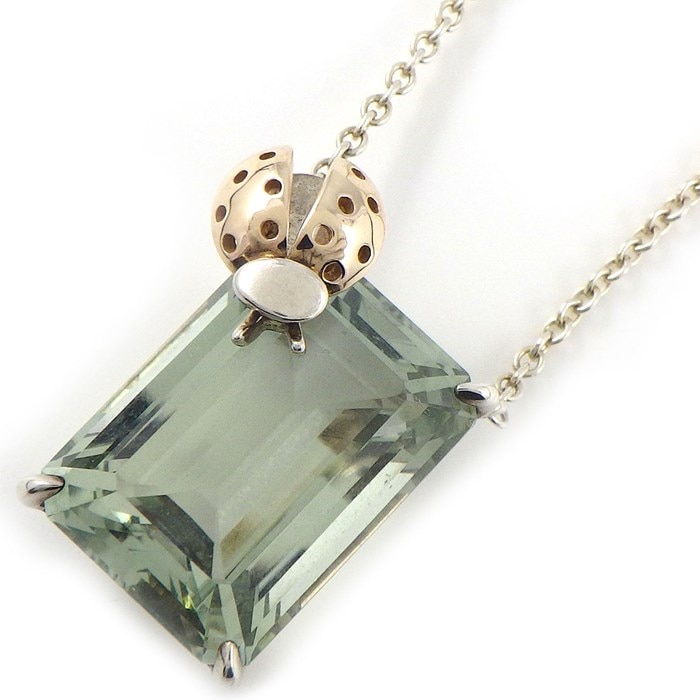 ティファニー Tiffany & Co. ネックレス リターン トゥ ティファニー ラブ バグズ てんとう虫 グリーン クォーツ K18PG シルバー SV925 【中古】