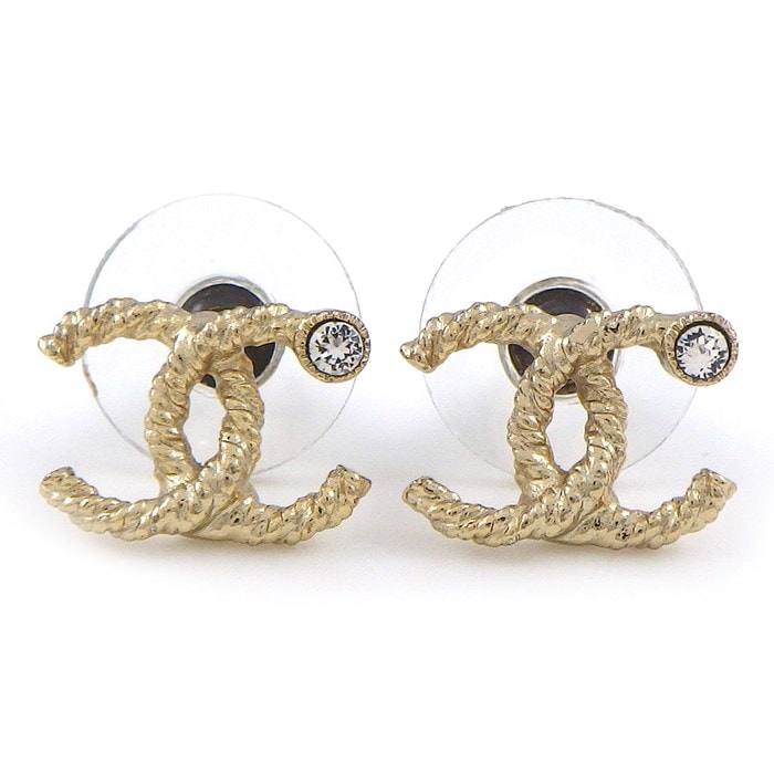 シャネル CHANEL ピアス ココマーク 2019年製 AB2462 ラインストーン GP 【中古】