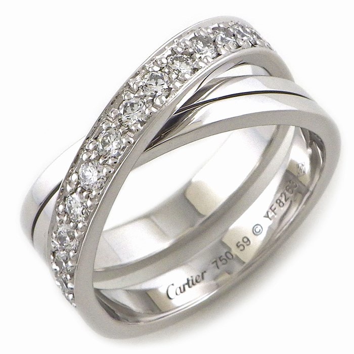 カルティエ Cartier リング エタンセル B4095800 ハーフ 17ポイント ダイヤモンド 計0.49ct K18WG 18.5号 / #59 【中古】