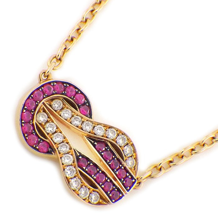 フレッド FRED ネックレス シャンス アンフィニ ミディアム 7B0253 ルビー 計0.12ct ダイヤモンド 計0.09ct K18PG 【中古】