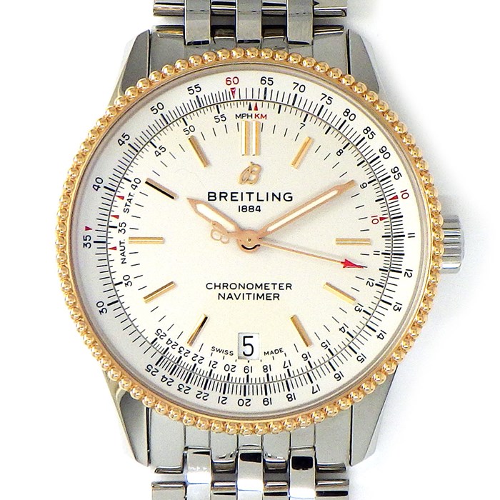 ブライトリング Breitling 腕時計 ナビタイマー オートマチック 38 U17325211G1A1 ホワイト文字盤 カレンダー K18PG SS 自動巻き 【箱・保付き】 【中古】
