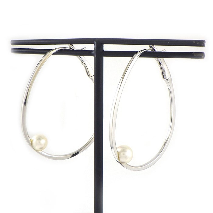 タサキ 田崎真珠 TASAKI ピアス フープ あこや真珠 6.0mm珠 K18WG 【中古】