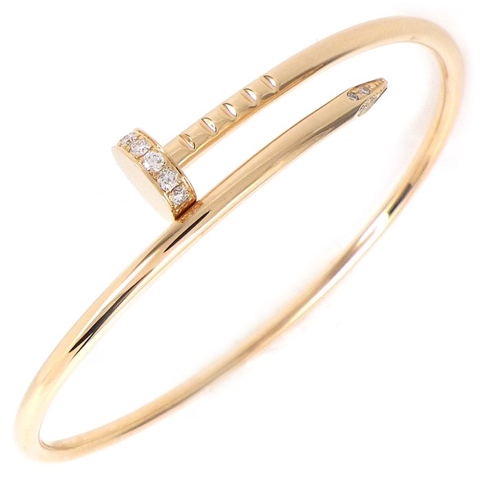カルティエ Cartier バングル ジュスト アン クル SM B6065815 釘モチーフ ダイヤモンド 計0.18ct K18PG / #15 【中古】