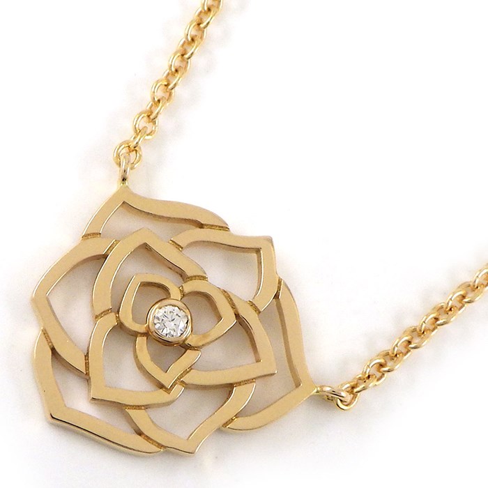 ピアジェ PIAGET ネックレス ローズ G33U0800 バラ 薔薇 1ポイント ダイヤモンド 0.02ct K18PG 【中古】