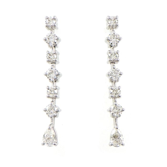 タサキ 田崎真珠 TASAKI ピアス スウィング ドロップ ダイヤモンド 0.34ct / 0.34ct K18WG 【中古】