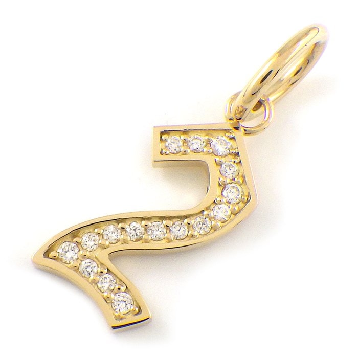 【ダイヤモンド】 ペンダントトップ 数字 モチーフ ナンバー 2 ダイヤモンド 計0.09ct K18YG