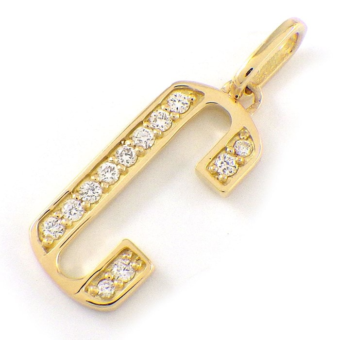 【ダイヤモンド】 ペンダントトップ アルファベット モチーフ イニシャル C ダイヤモンド 計0.11ct K18YG