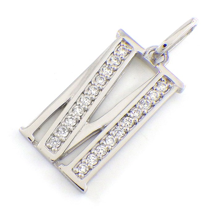 【ダイヤモンド】 ペンダントトップ アルファベット モチーフ イニシャル M ダイヤモンド 計0.11ct PT900