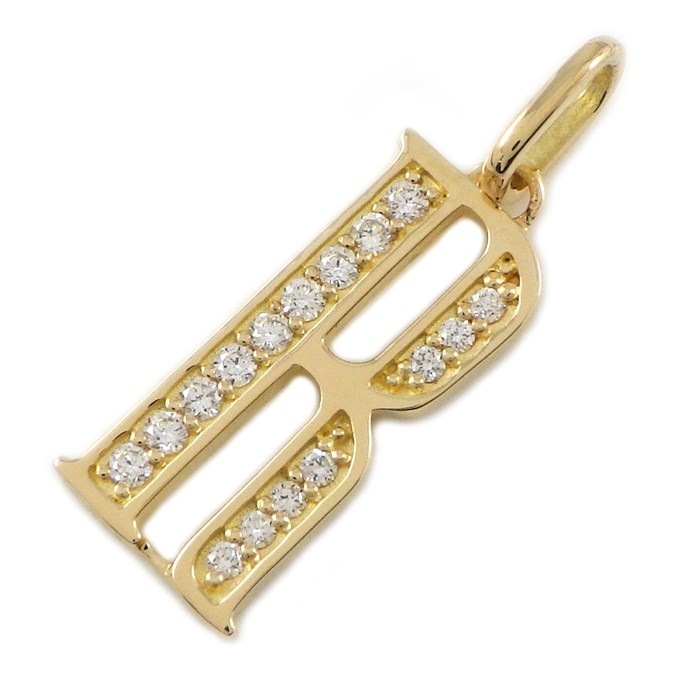 【ダイヤモンド】 ペンダントトップ イニシャル「R」 ダイヤモンド 0.13ct K18YG