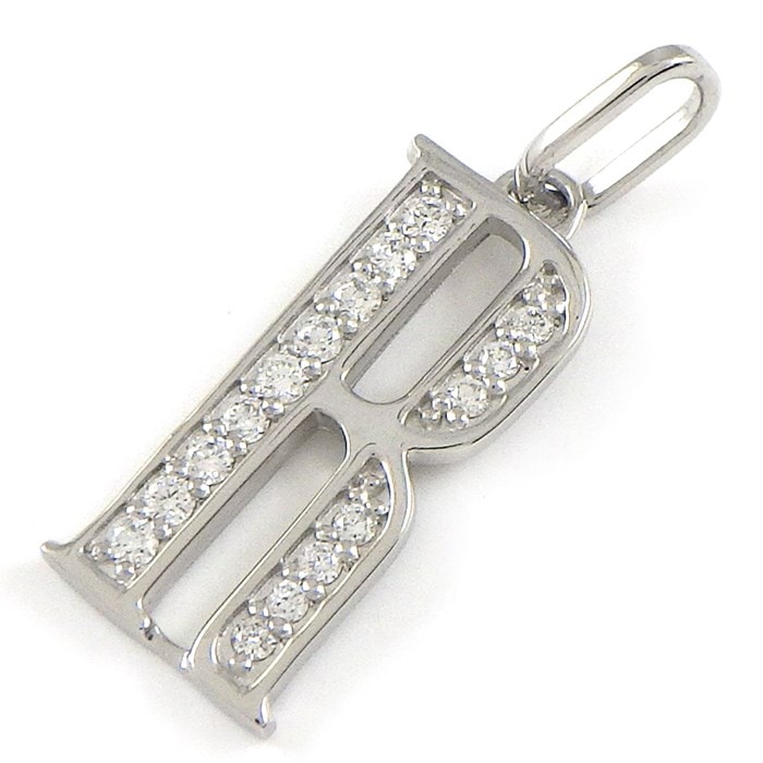 【ダイヤモンド】 ペンダントトップ アルファベット イニシャル R モチーフ ダイヤモンド 計0.13ct PT900