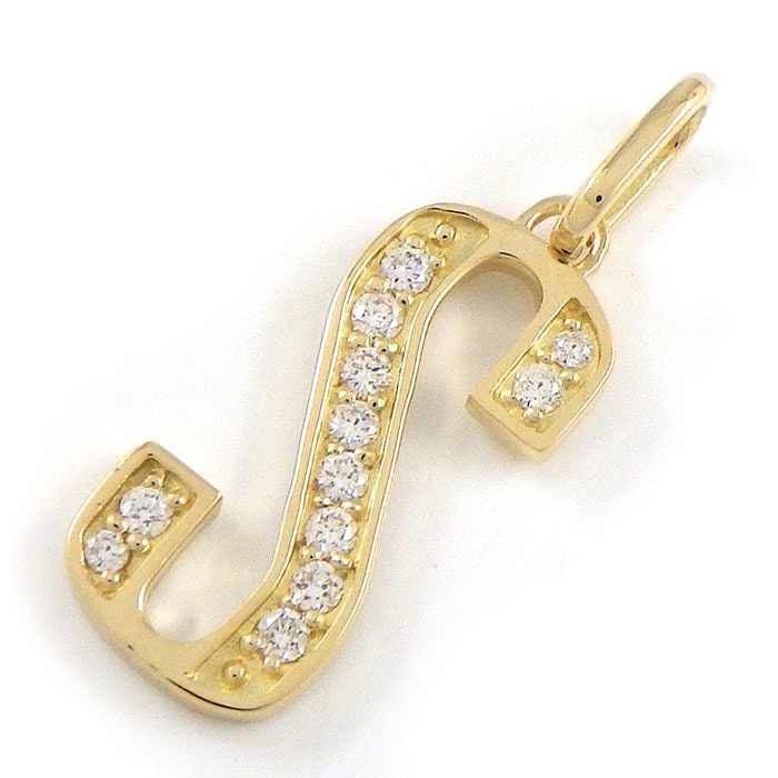 【ダイヤモンド】 ペンダントトップ アルファベット モチーフ イニシャル S ダイヤモンド 計0.11ct K18YG