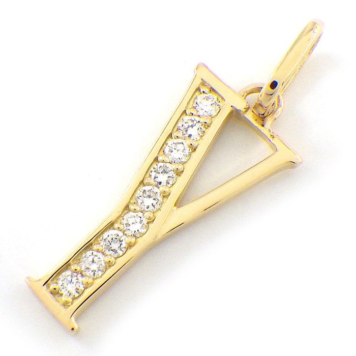 【ダイヤモンド】 ペンダントトップ アルファベット モチーフ イニシャル Y ダイヤモンド 計0.11ct K18YG