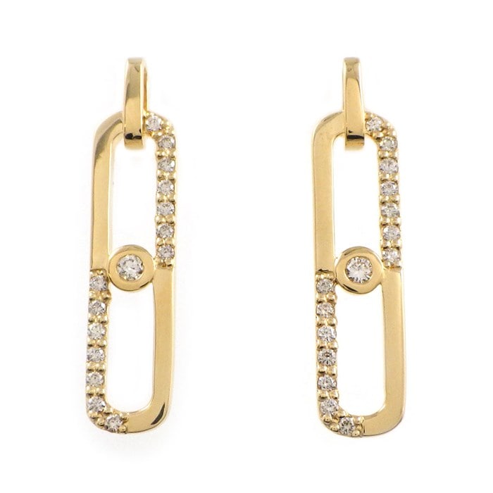 【ダイヤモンド 】 ピアス チェーン リンク モチーフ ダイヤモンド 0.10ct / ダイヤモンド 0.10ct K18YG