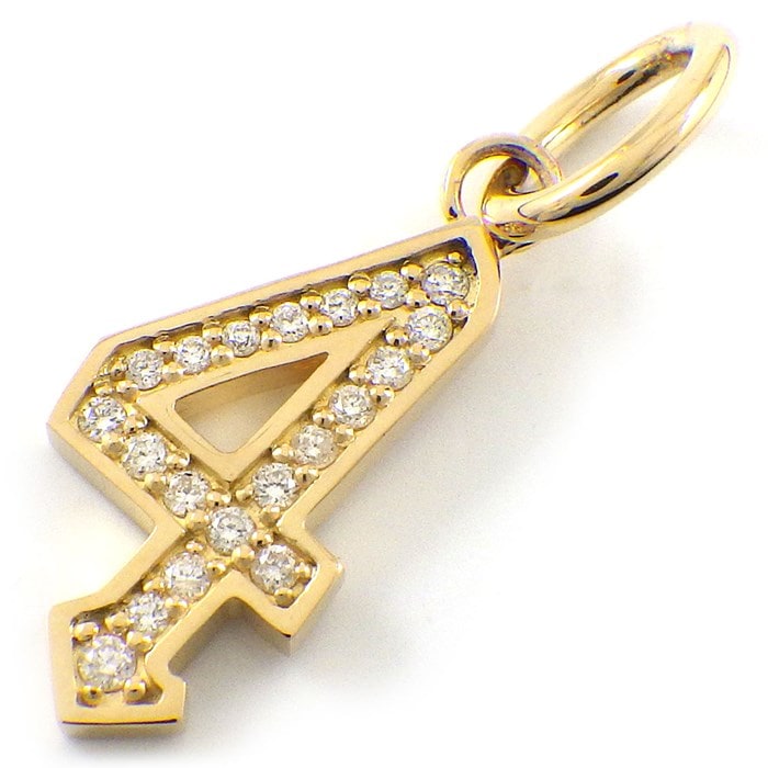 【ダイヤモンド】 ペンダントトップ 数字 モチーフ ナンバー 4 ダイヤモンド 計0.09ct K18YG