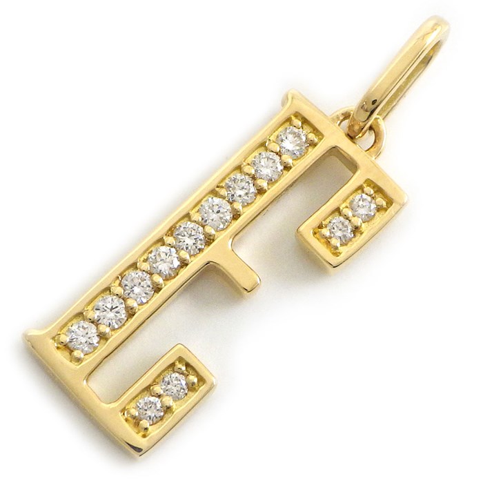 【ダイヤモンド】 ペンダントトップ アルファベット イニシャル E ダイヤモンド 計0.11ct K18YG