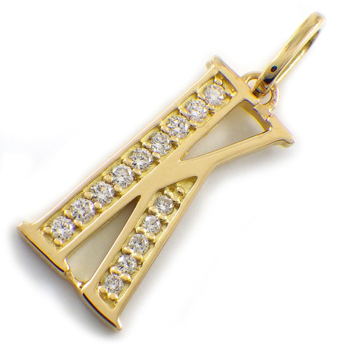 【ダイヤモンド】 ペンダントトップ アルファベット イニシャル K ダイヤモンド 計0.12ct K18YG