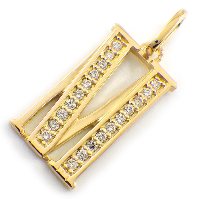 【ダイヤモンド】 ペンダントトップ アルファベット イニシャル M ダイヤモンド 計0.11ct K18YG
