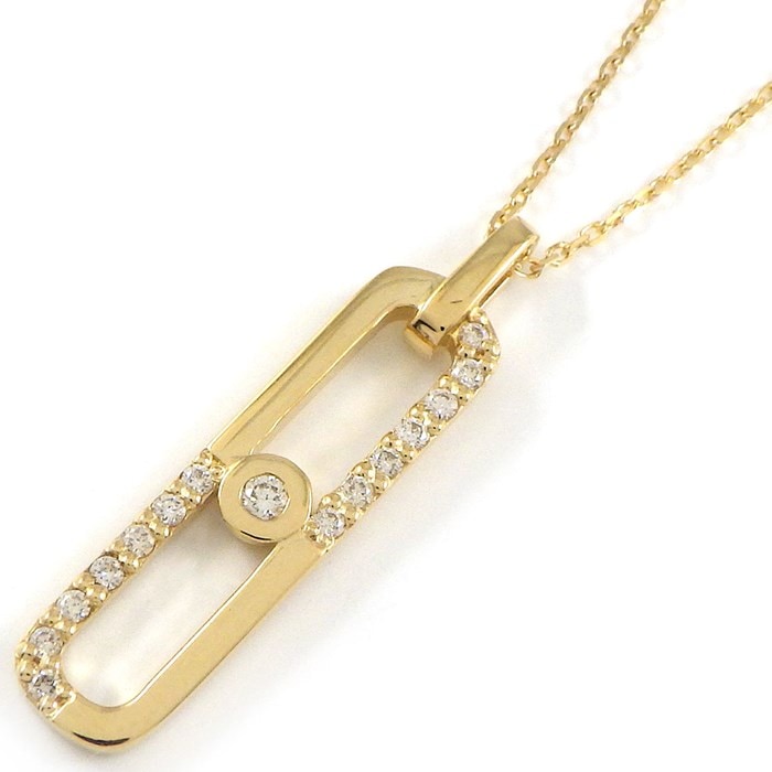 【ダイヤモンド】 ネックレス チェーン リンク モチーフ ダイヤモンド 計0.10ct K18YG