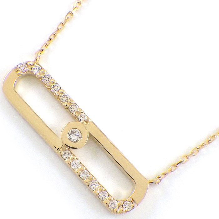 【ダイヤモンド】 ネックレス チェーン リング モチーフ ダイヤモンド 計0.10ct K18YG