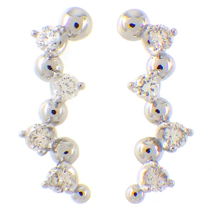 【ダイヤモンド】 ピアス ウェーブ ドロップ ビーズ ダイヤモンド 計0.11ct / 0.11ct PT900