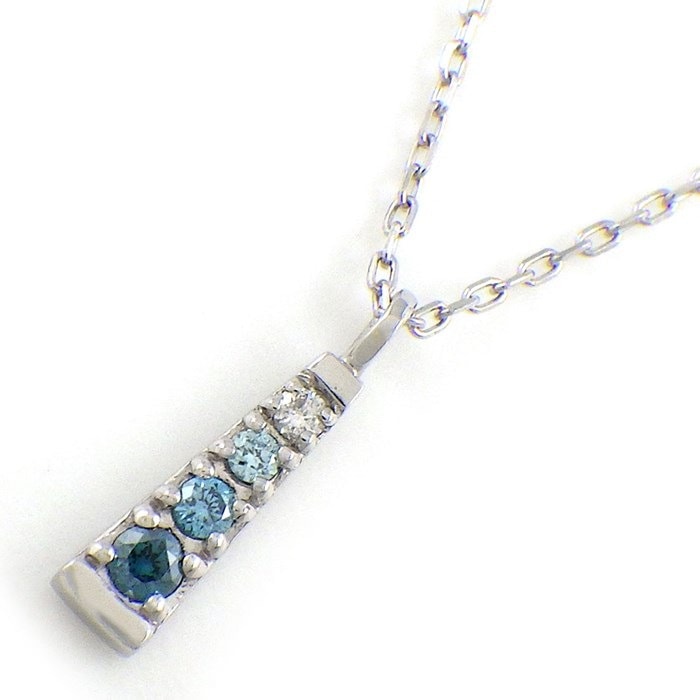 【ダイヤモンド ブルートパーズ】 ネックレス トライアングル ダイヤモンド 0.03ct ブルー トパーズ PT900 PT850