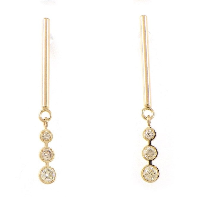 【ダイヤモンド】 ピアス バー スウィング ドロップ ダイヤモンド 0.04ct / 0.04ct K10YG